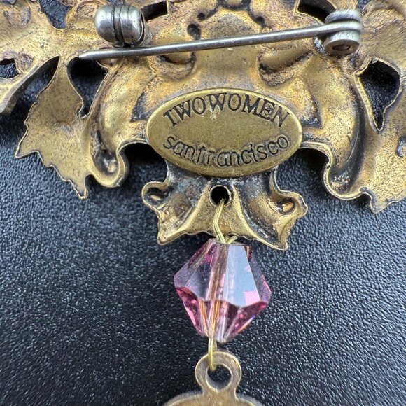 Handcrafted Bronze Brooch With Ornate Leaf Design & Autumn-Inspired Pendant By T - Picture 5 of 5